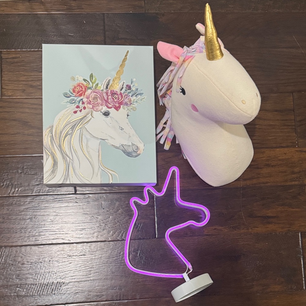 Unicorn Decor Set with Plush and Neon Light